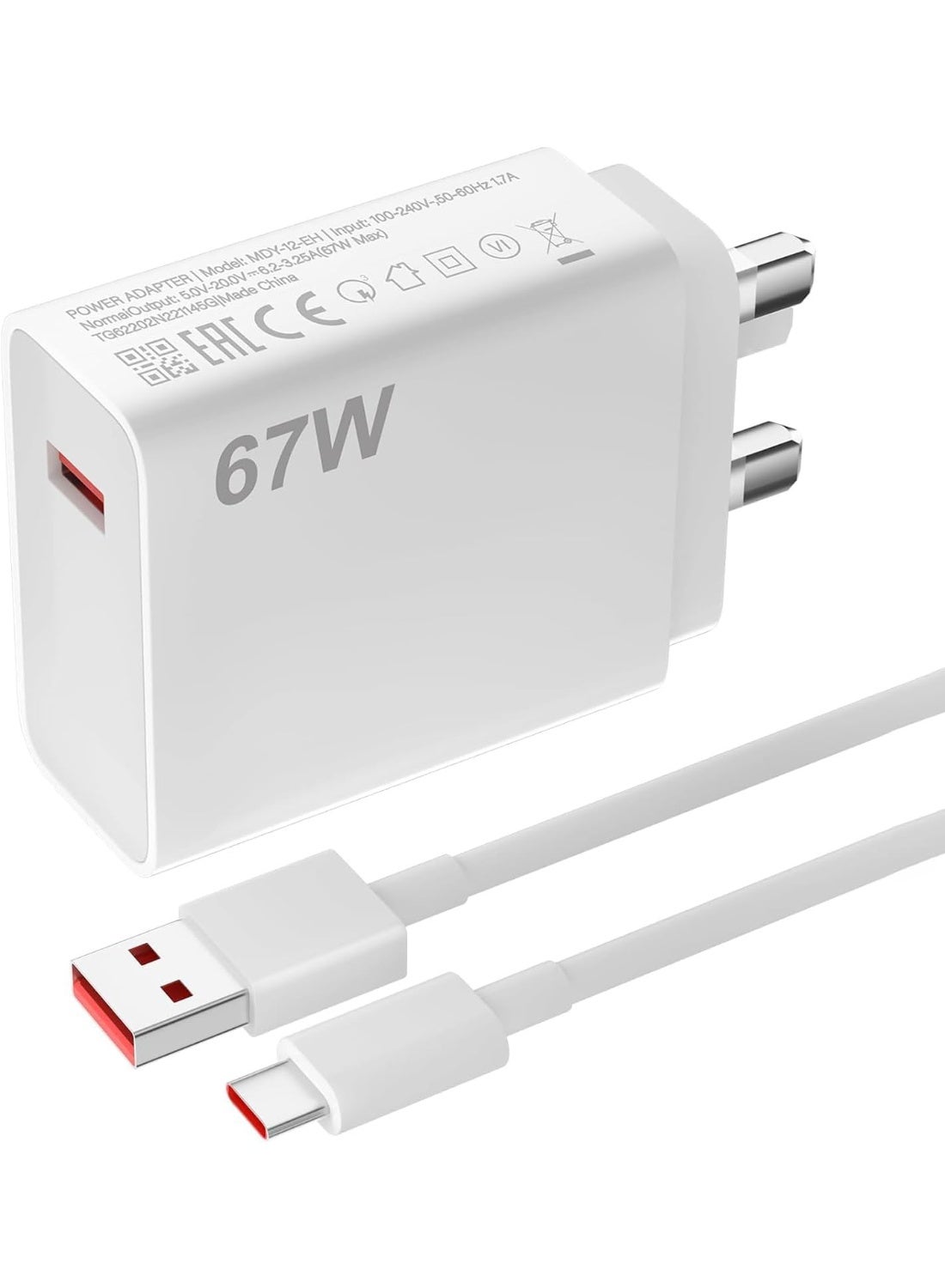 67W Fast Charger Plug for Xiaomi Mi 17/15/14 Ultra/13/12/11/10/ Poco F8/F7/F6/F5/F4 Gt/X8/X7/X6/X5/X4 Pro,USB Wall Charger Turbo Charge for Redmi Note 15/14/13 Pro/12/11/10/9 /K90/K80/K70/K60/K50  Pad